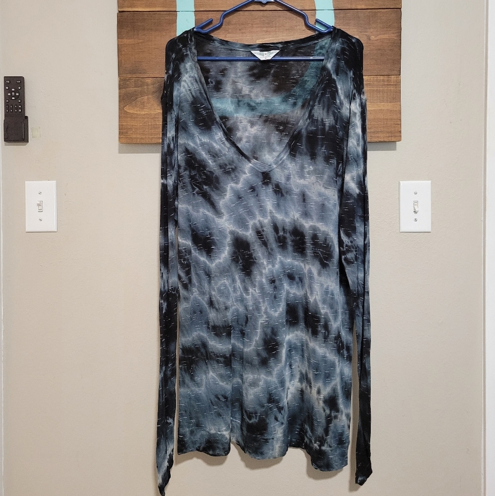 Hard Tail Tie-Dye Long Sleeve Vneck Tunic Athleisure Cozy Top Size Large